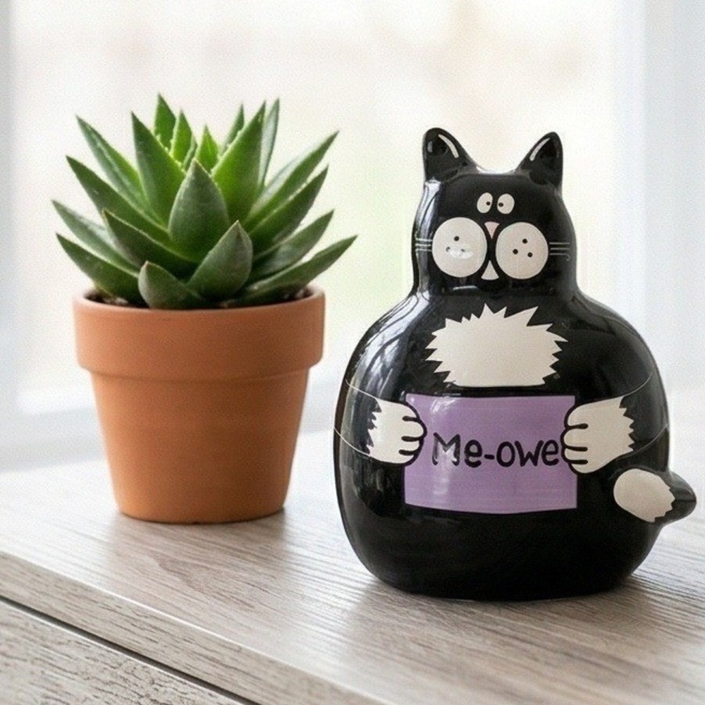 Our Name is Mud Lorrie Veasey Me-owe Black Cat Ceramic Piggy‎ Bank